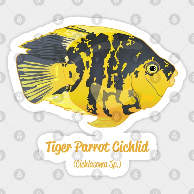 Tiger Parrot Cichlid Sticker by Reefhorse